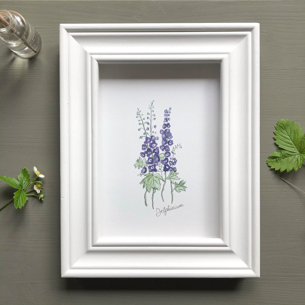 Delphinium Cottage Garden Flower Print