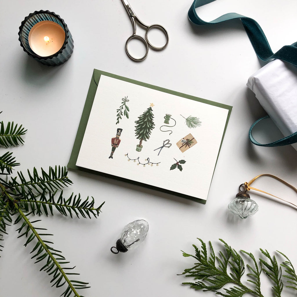 christmas traditions christmas card with pine branches